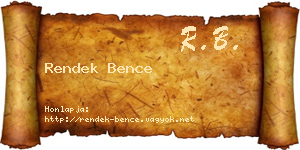 Rendek Bence névjegykártya